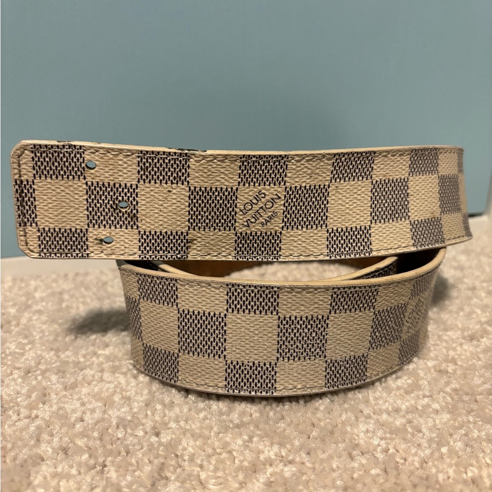 Louis Vuitton Damier Checkered Leather Belt Brown – Authentic
